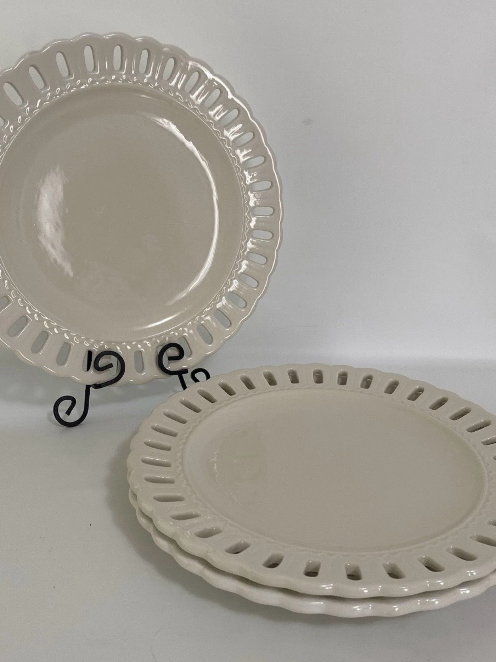 PORTMEIRION STUDIO PS Valerie Open Lattice 10” Plates White Set Of 3